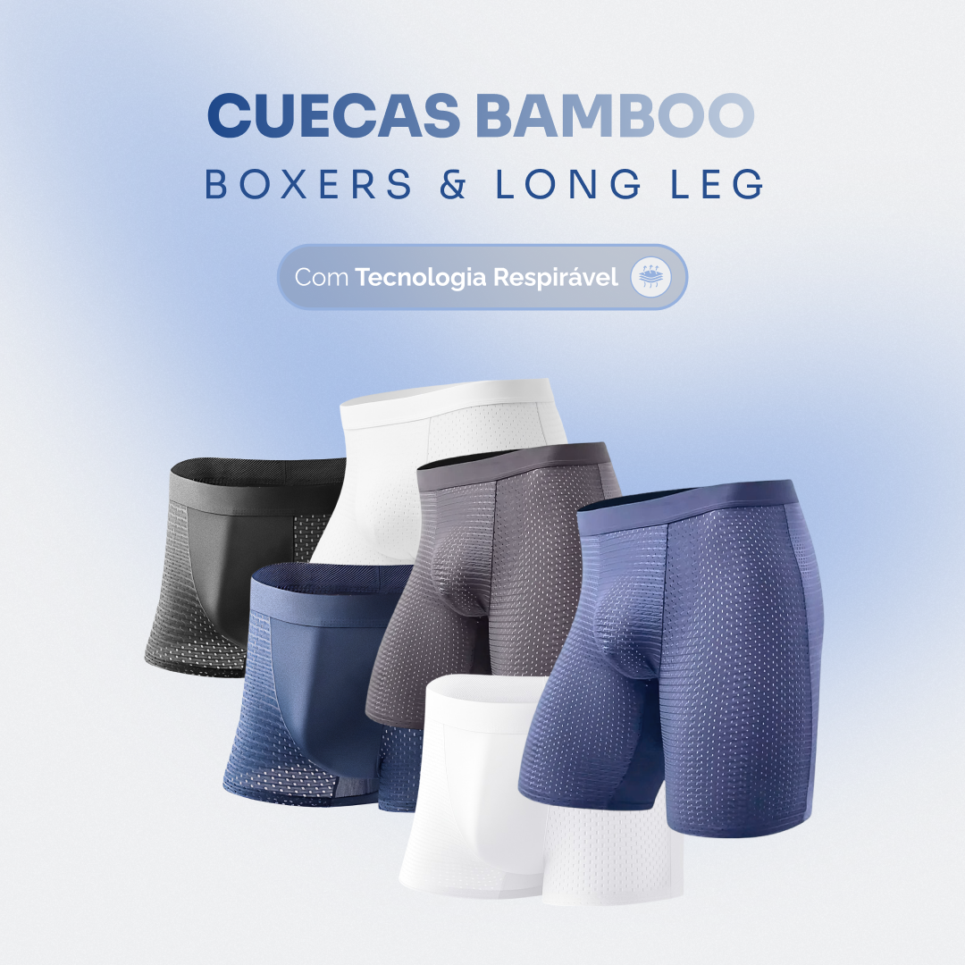 Kit Bamboo Respirável Premium 5 Long Leg + 5 Boxers
