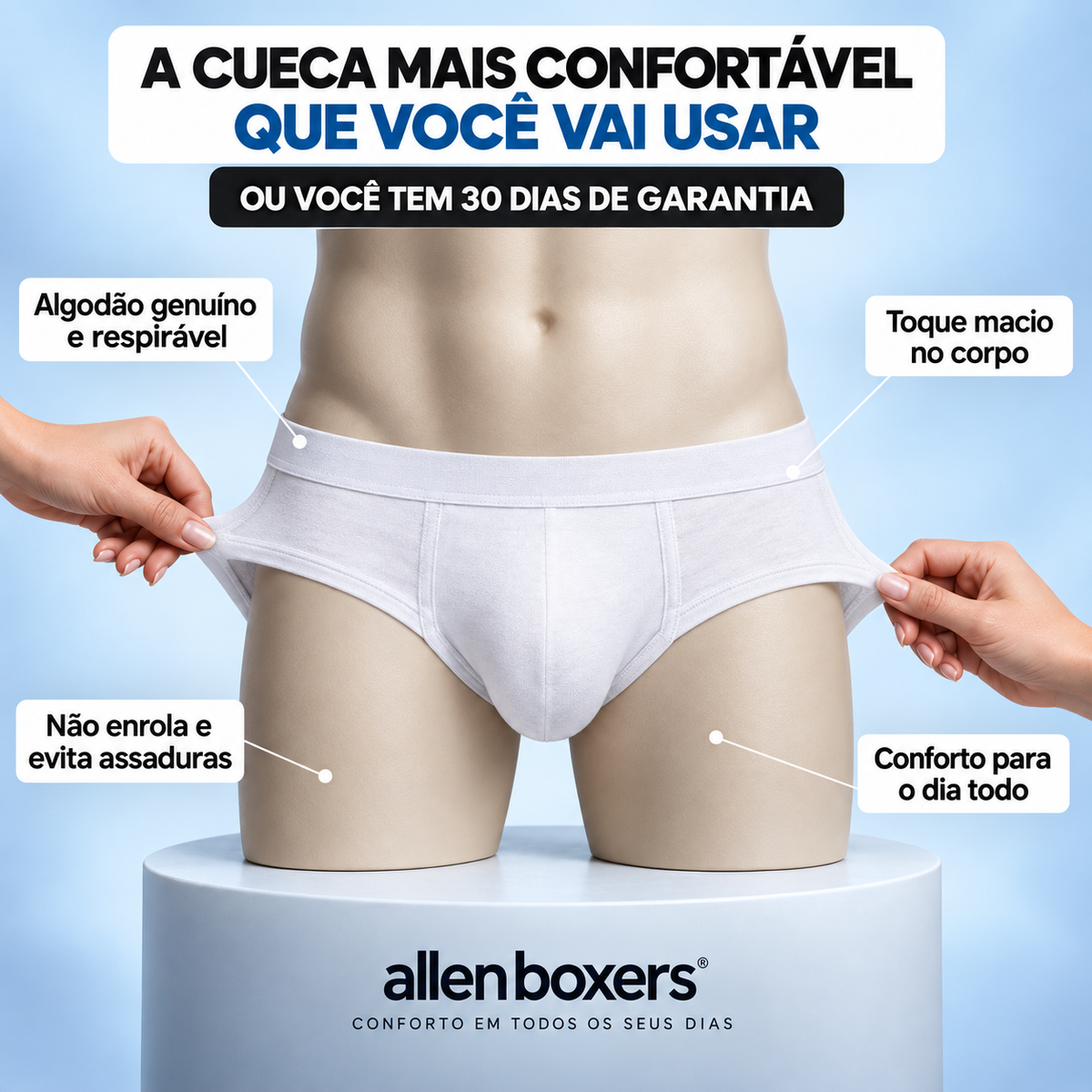 Cueca Slip Algodão Genuíno - Leve 5 e Pague 3