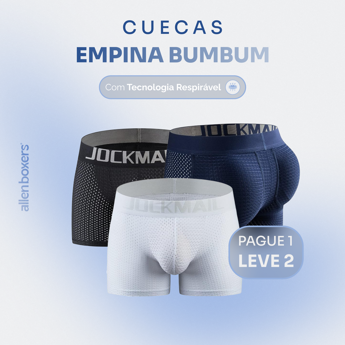 Cueca Empina Bumbum Respirável - Pague 1 e Leve 2