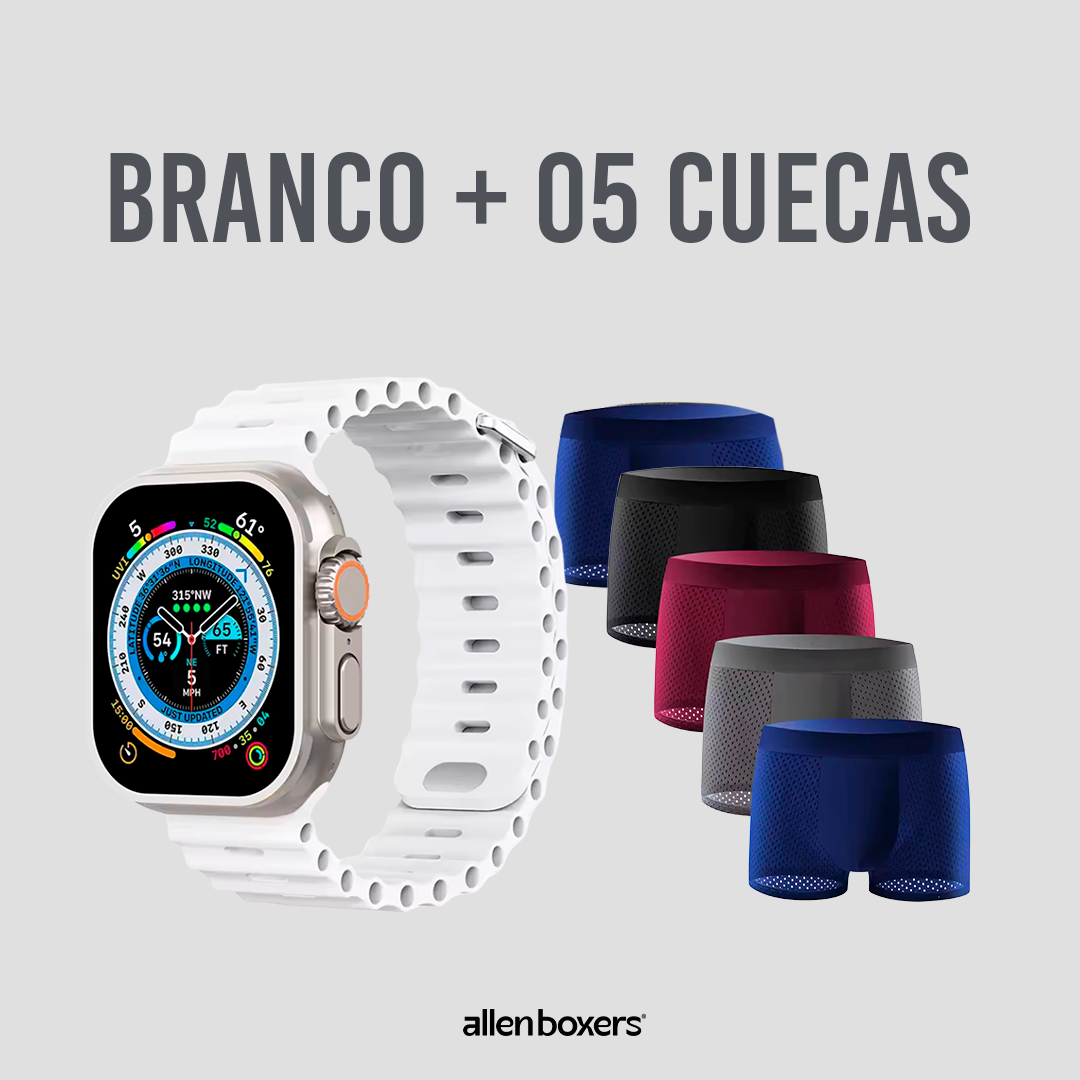 Smartwatch 9 Ultra + Leve 5 Cuecas Respiráveis