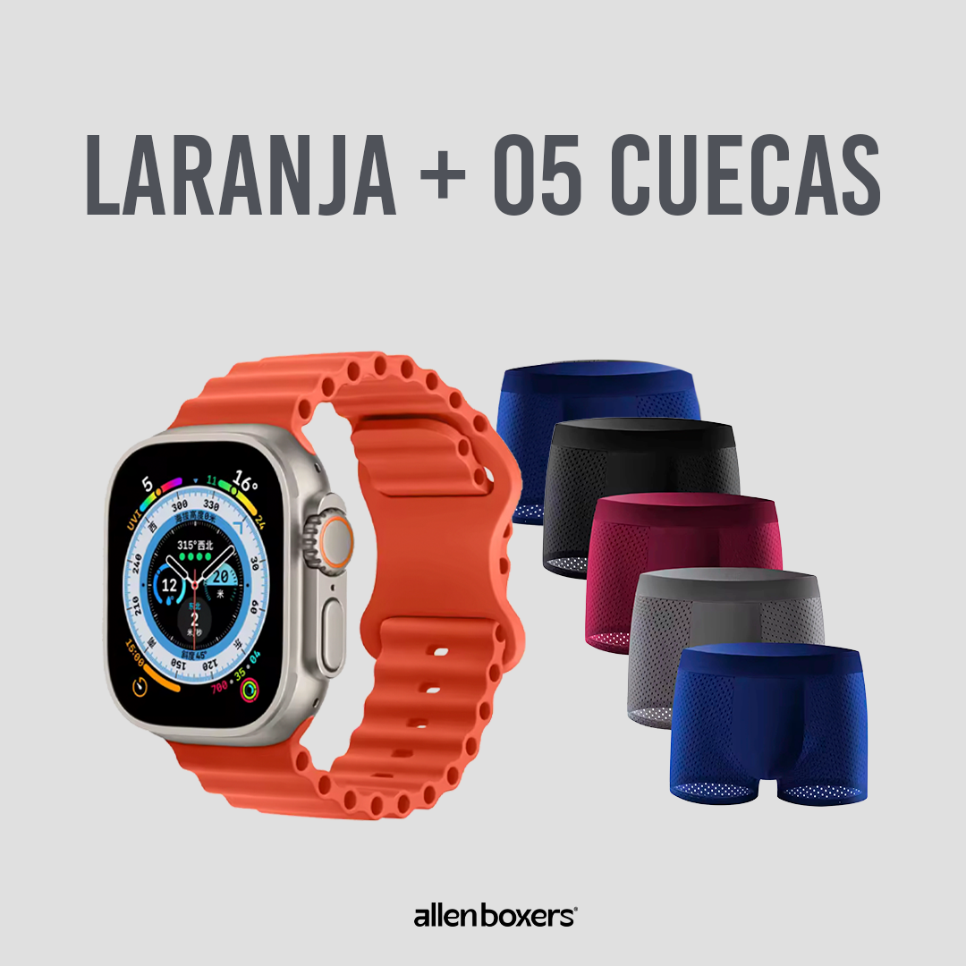 Smartwatch 9 Ultra + Leve 5 Cuecas Respiráveis