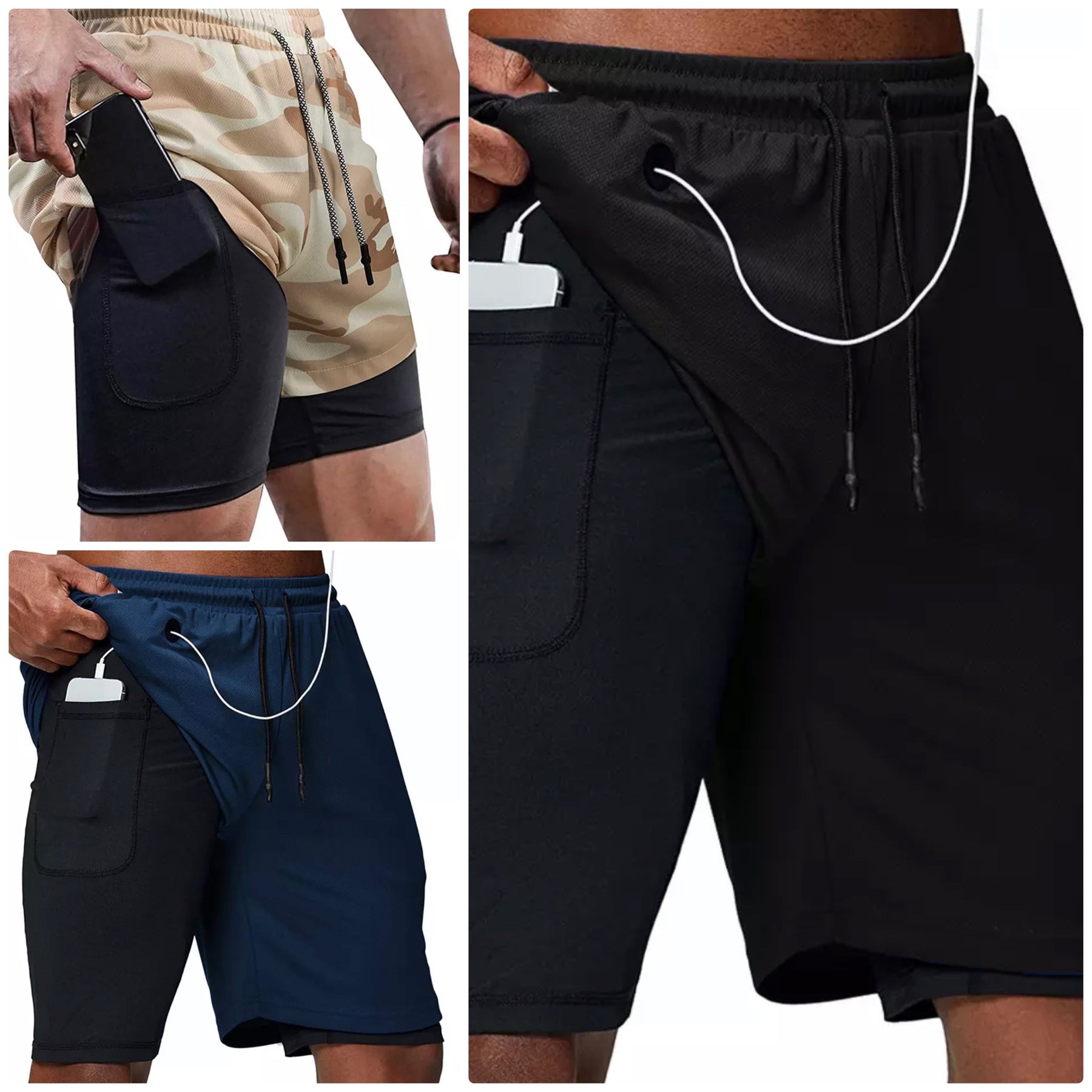 Shorts Masculino 2 Camadas - Compre 1 Leve 3