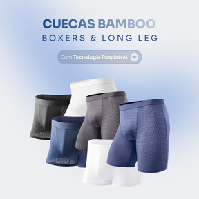 Kit Bamboo Respirável Premium 5 Long Leg + 5 Boxers