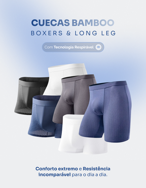 Kit Bamboo Respirável Premium 5 Long Leg + 5 Boxers