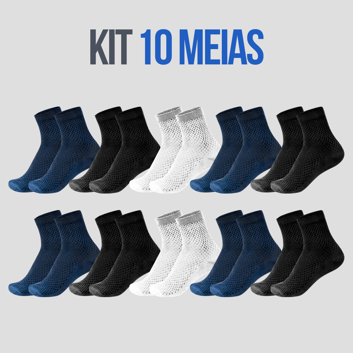 Pack com 10 Pares de Meias Bamboo Wear - Respirável