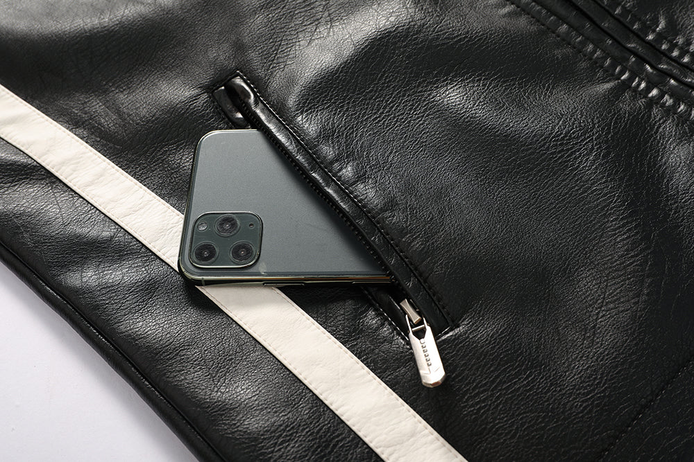 Jaqueta Masculina de Couro Revestido Motorcycle