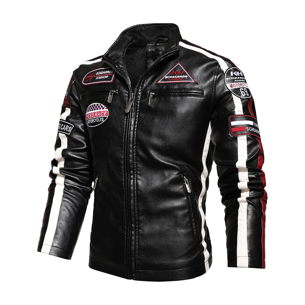 Jaqueta Masculina de Couro Revestido Motorcycle