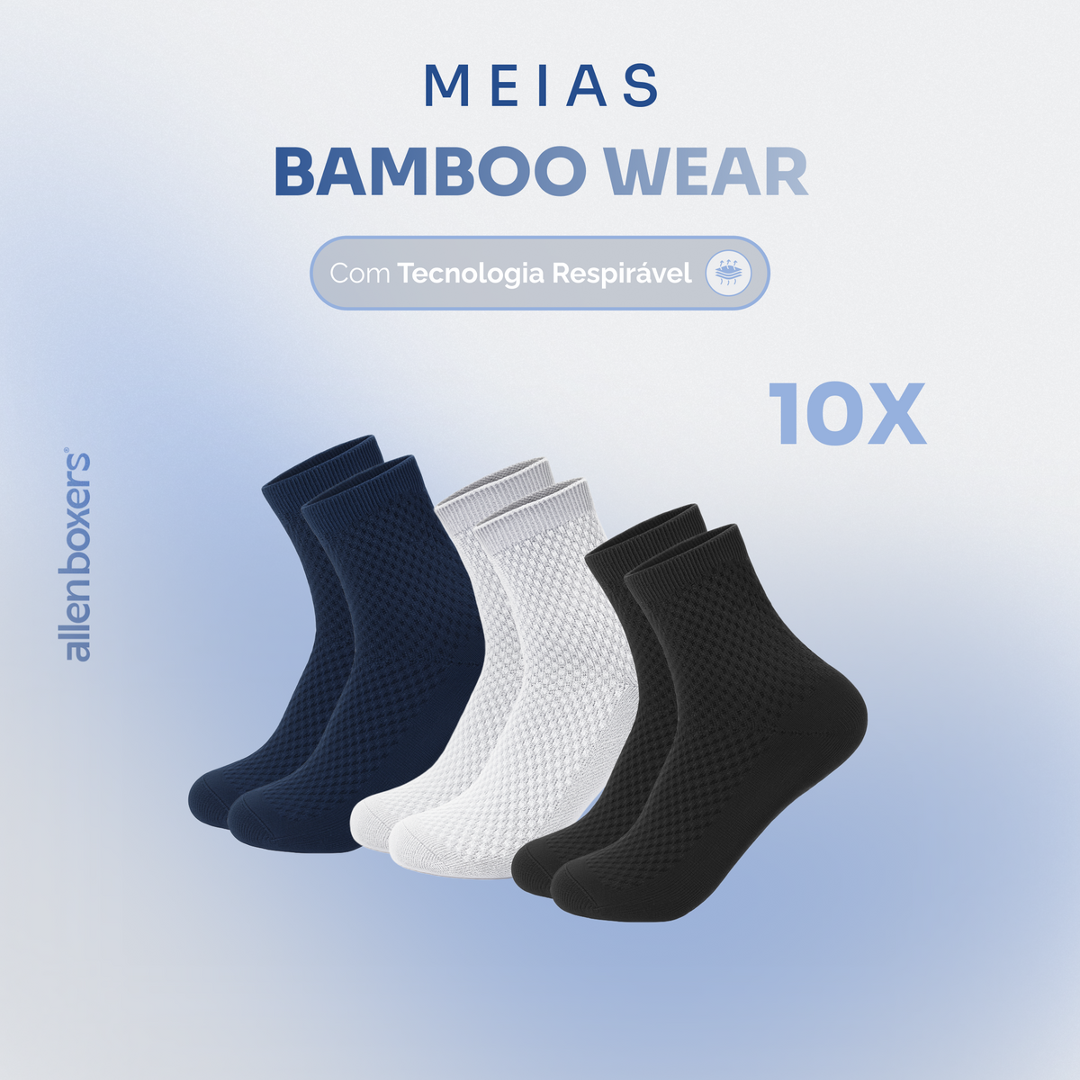 Pack com 10 Pares de Meias Bamboo Wear - Respirável