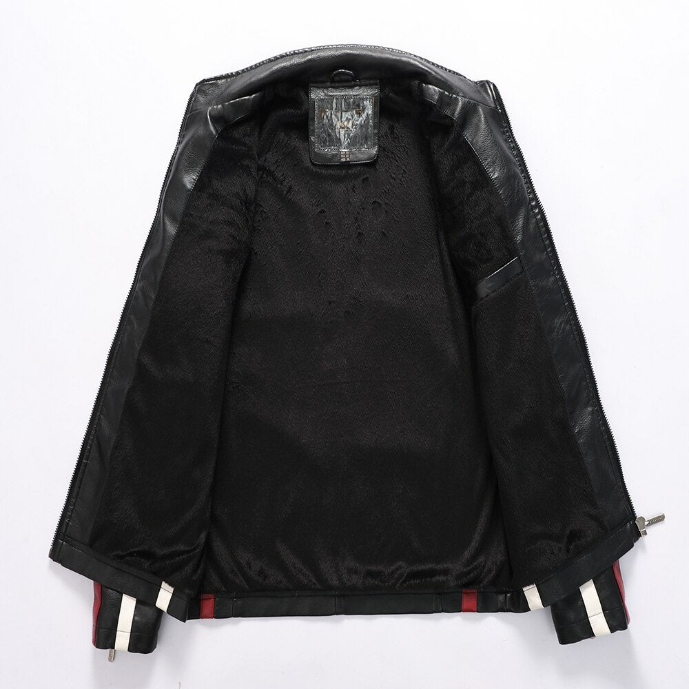 Jaqueta Masculina de Couro Revestido Motorcycle