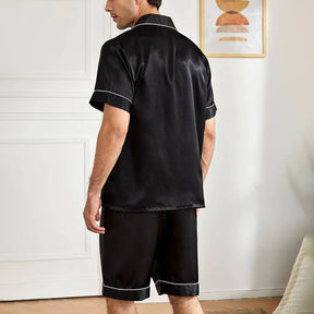 Conjunto de Pijama de Manga Curta Masculino - Camisa e Short de Botão