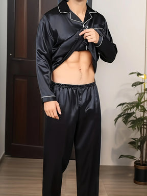 Conjunto de Pijama Cetim de Seda com Manga Comprida