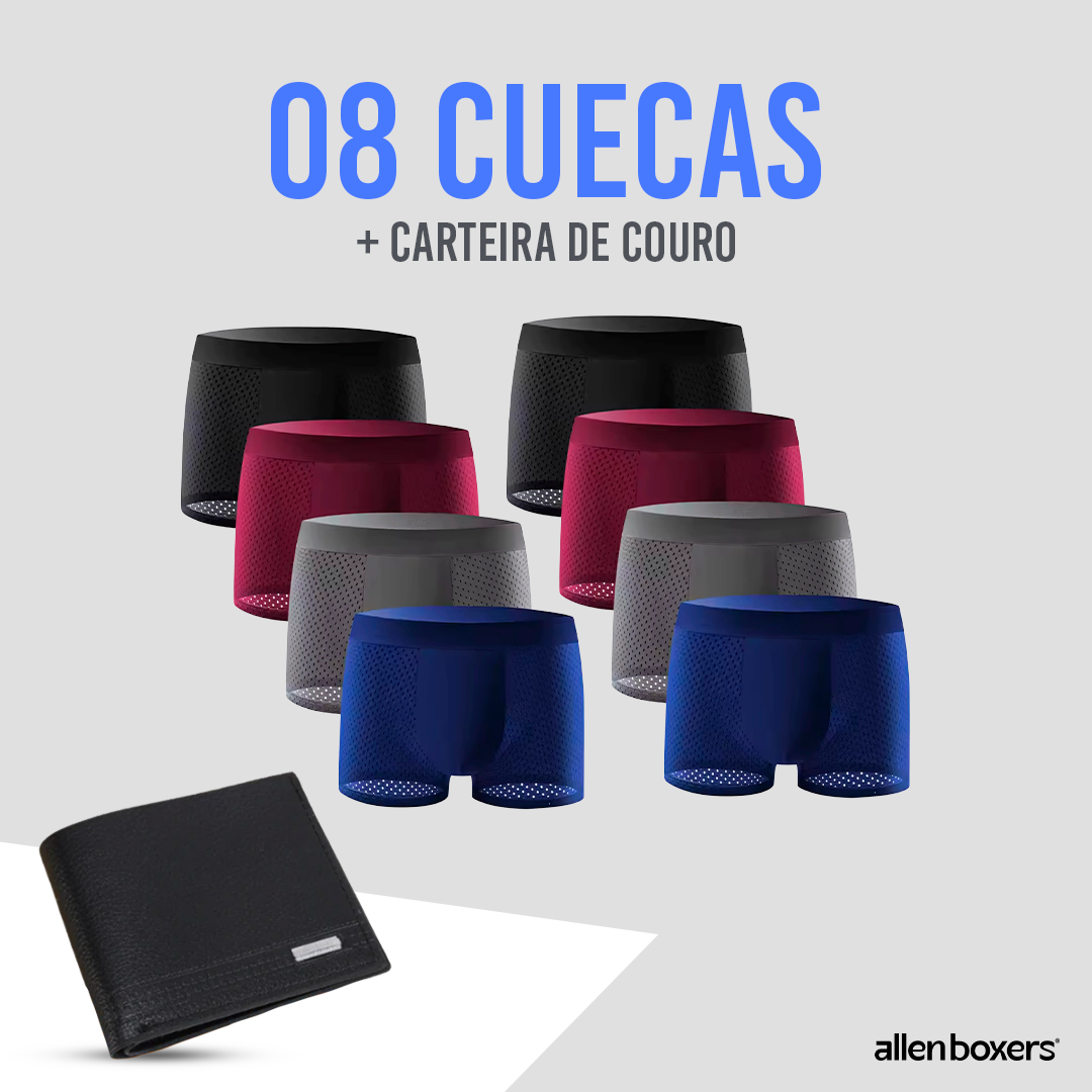 Pack 08 Cuecas Bamboo Wear + Carteira de Couro