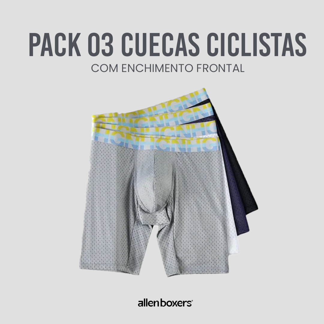 Cueca Ciclista com Enchimento Frontal - Pack 3 unidades