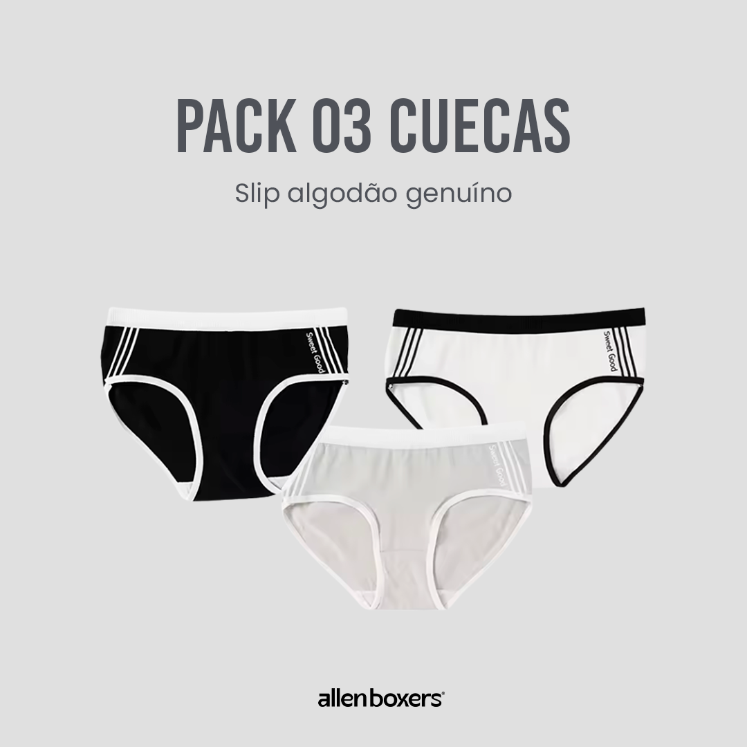 Cuecas Slip Algodão Genuíno - Pack 3 unidades