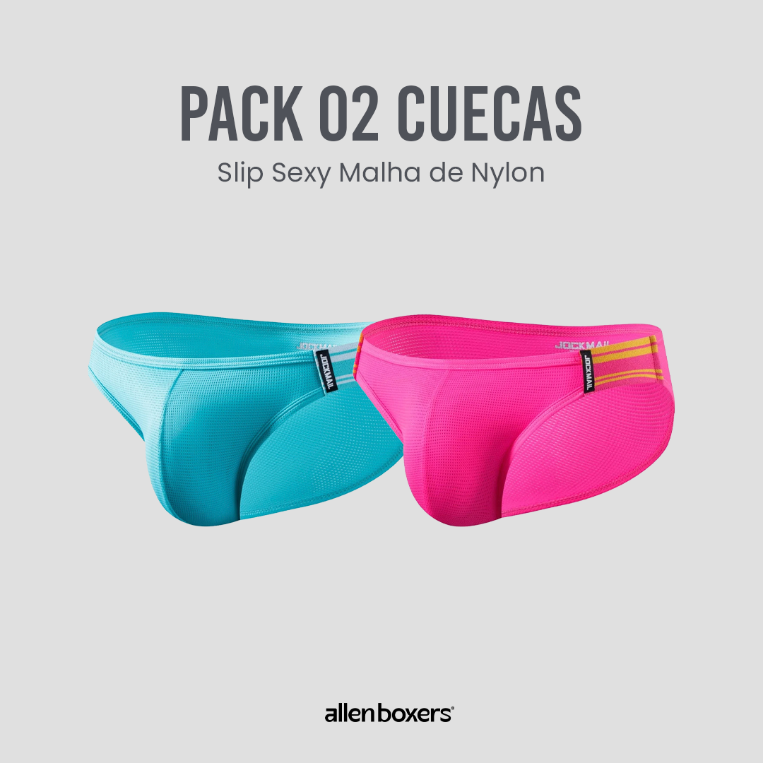 Cueca Sexy Malha de Nylon Slip - Pack 2 Unidades