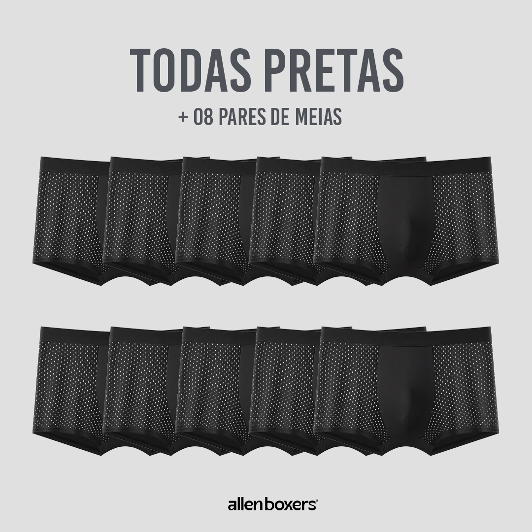 10 Cuecas Bamboo Wear + 8 Pares de Meias Respiráveis
