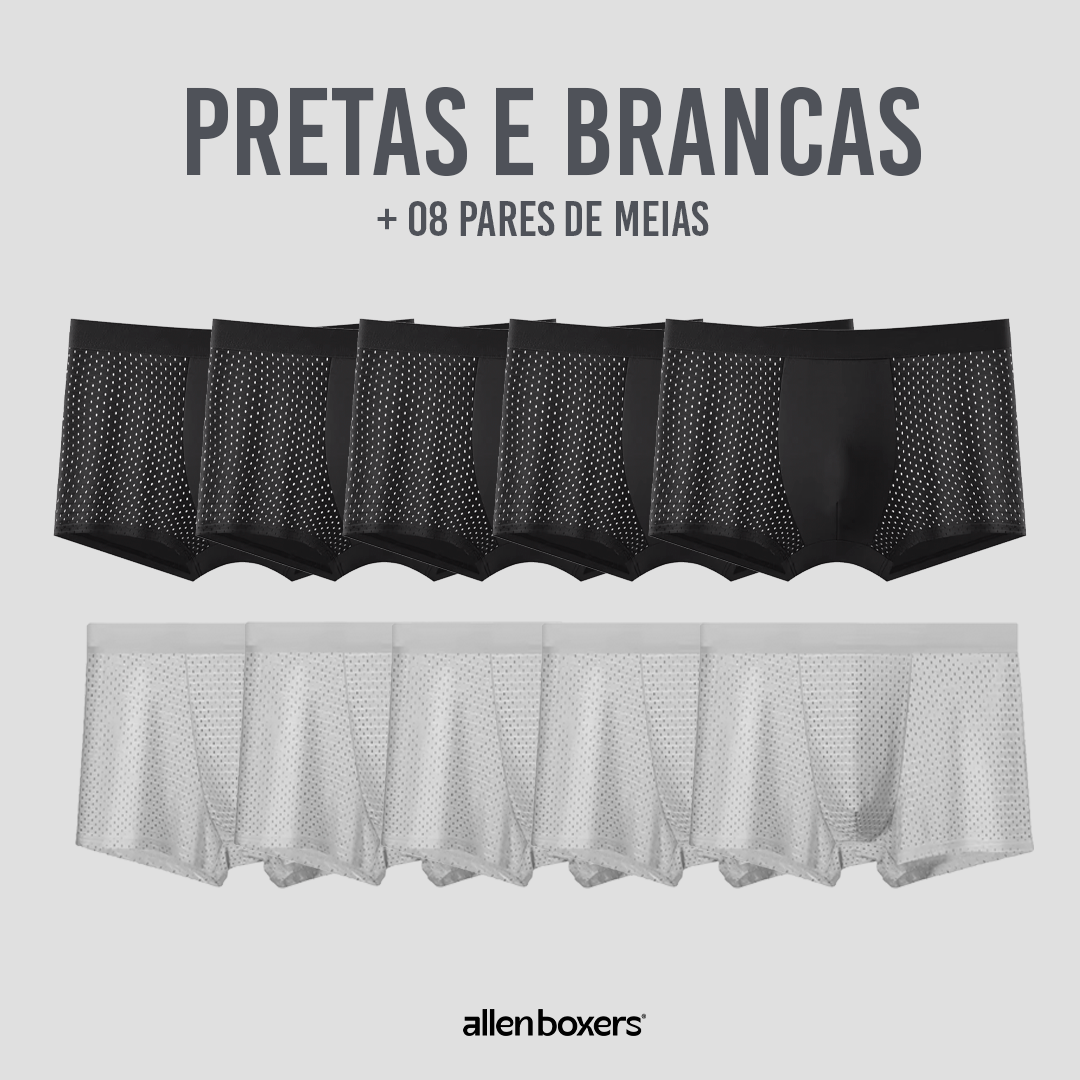 10 Cuecas Bamboo Wear + 8 Pares de Meias Respiráveis