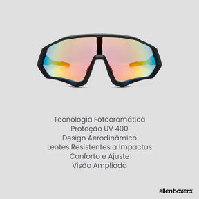 Óculos Aero Vision Ciclismo + Luvas Xtreme (Brinde)