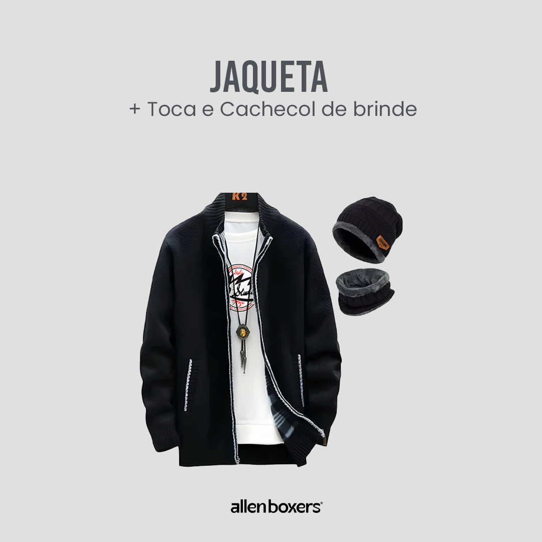 Jaqueta Masculina de Algodão + Toca e Cachecol de brinde