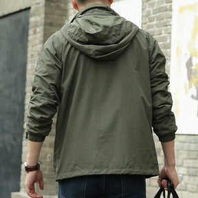 Jaqueta Masculina Casual com Capuz e Bolsos Frontais