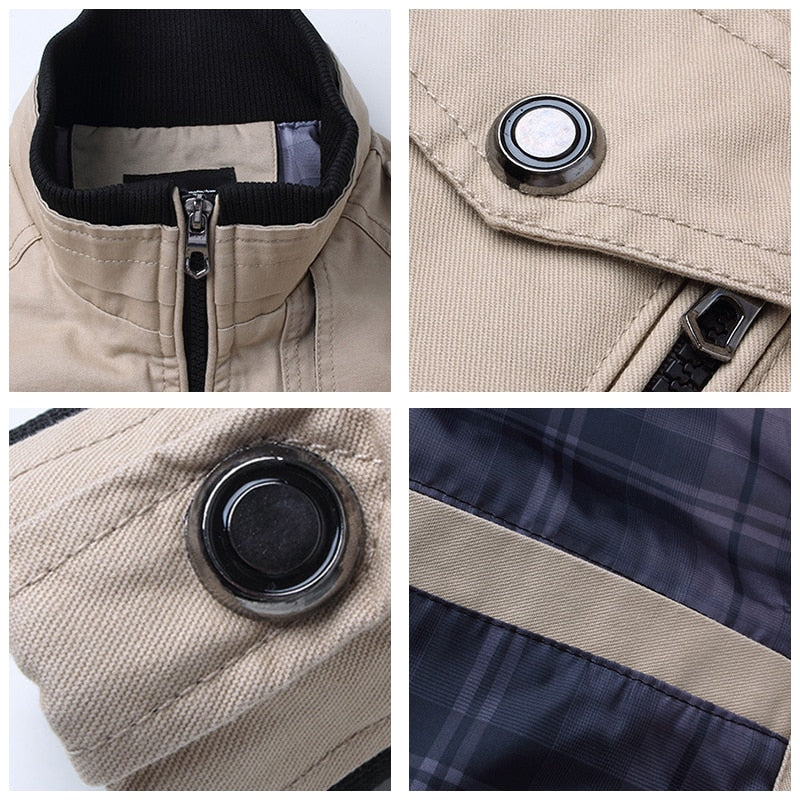 Jaqueta Masculina Bolsos Frontais e Gola Alta