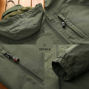 Jaqueta Masculina Casual com Capuz e Bolsos Frontais