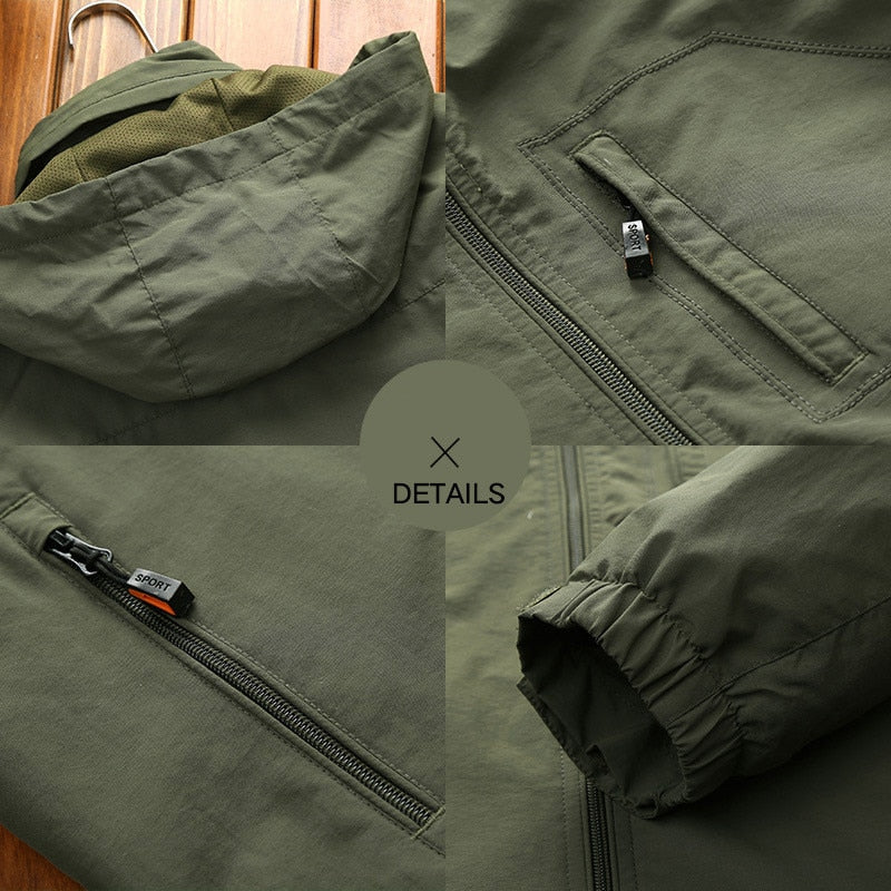 Jaqueta Masculina Casual com Capuz e Bolsos Frontais