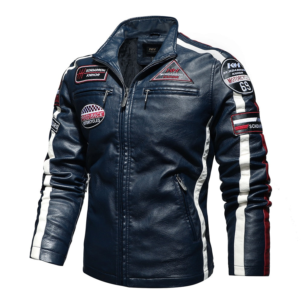 Jaqueta Masculina de Couro Revestido Motorcycle