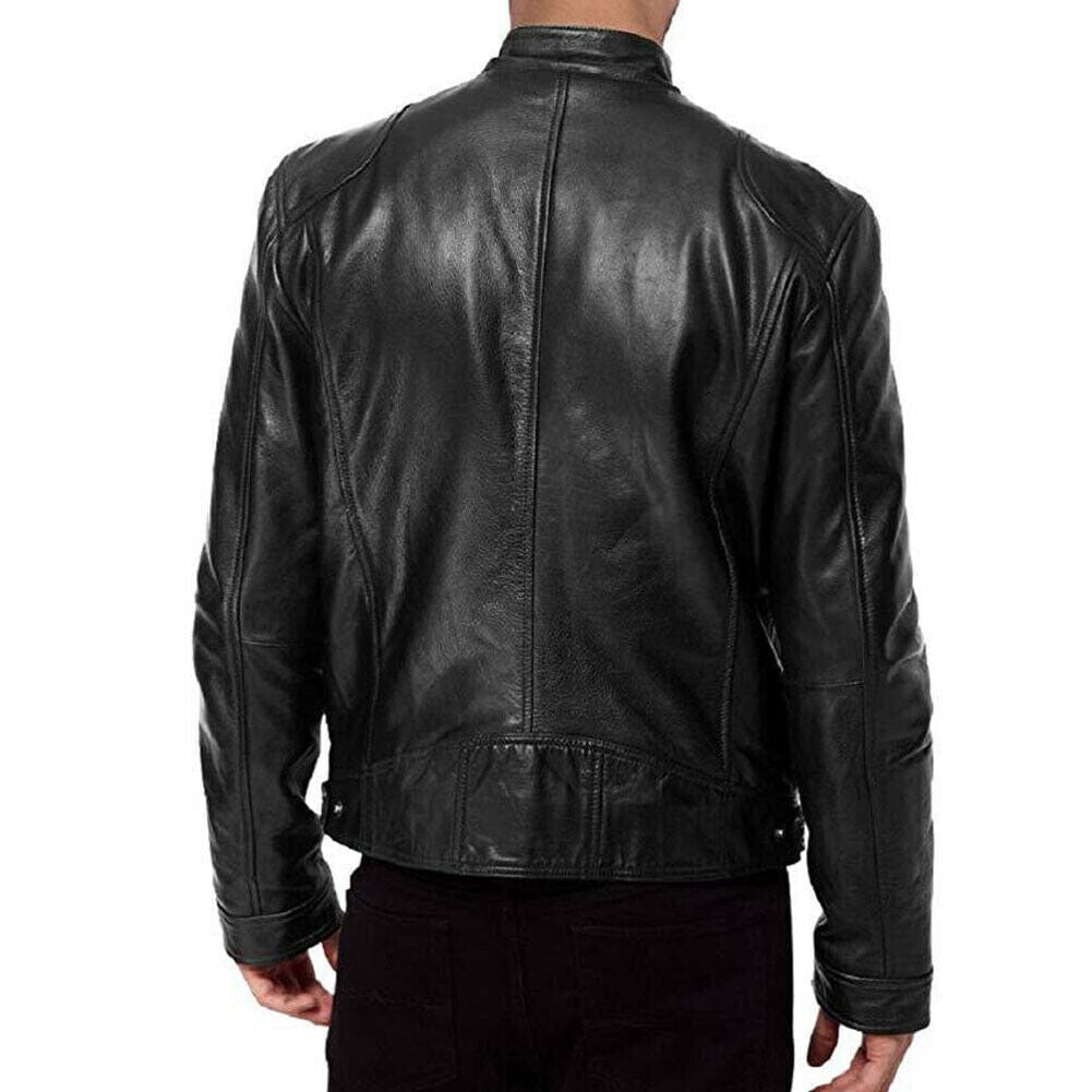 Jaqueta Masculina de Couro Preto Vintage