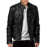Jaqueta Masculina de Couro Preto Vintage