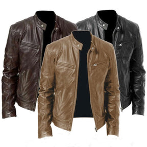 Jaqueta Masculina de Couro Preto Vintage